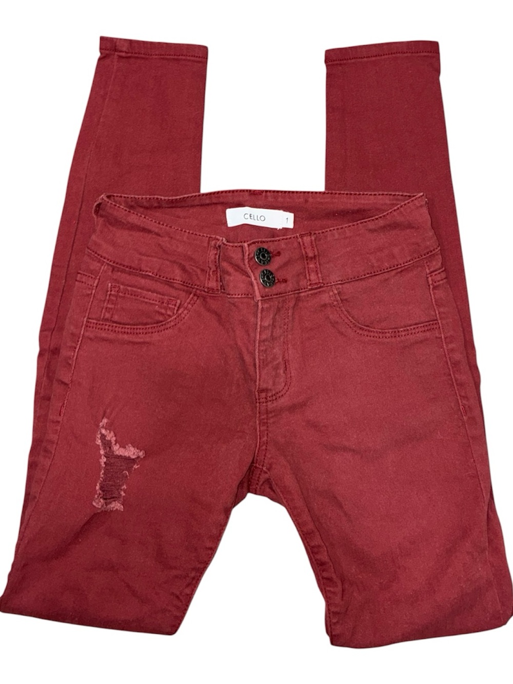 CELLO Women's Burgundy Stretch Skinny Jeans size 1